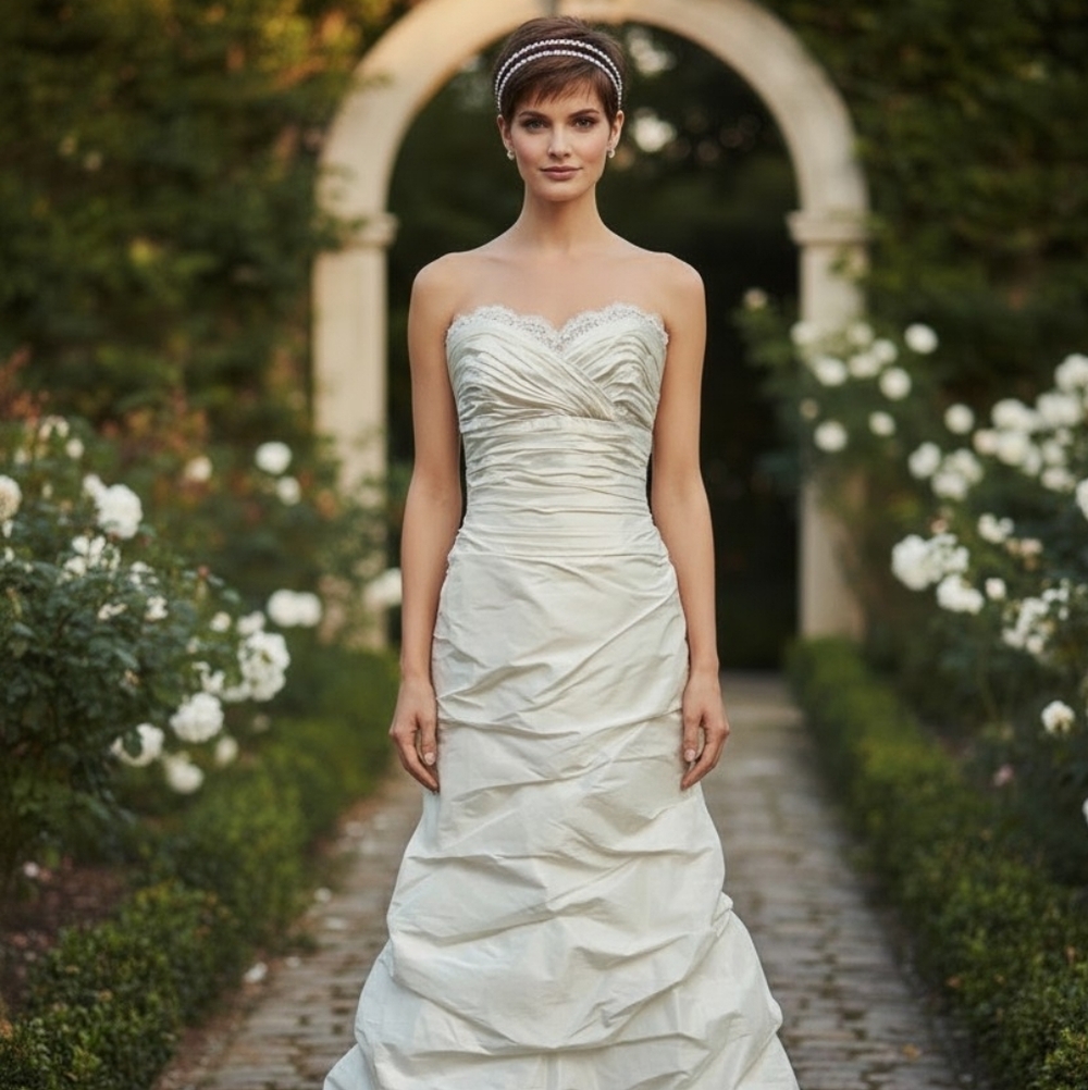 Vintage Silk Paloma Blanca Wedding Gown - Size 12